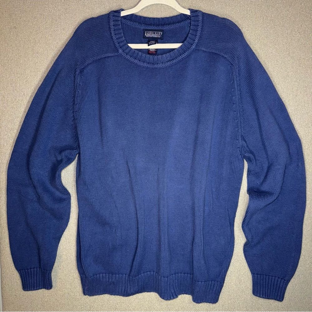 Lands' End Drifter size large crewneck cotton sweater in blue